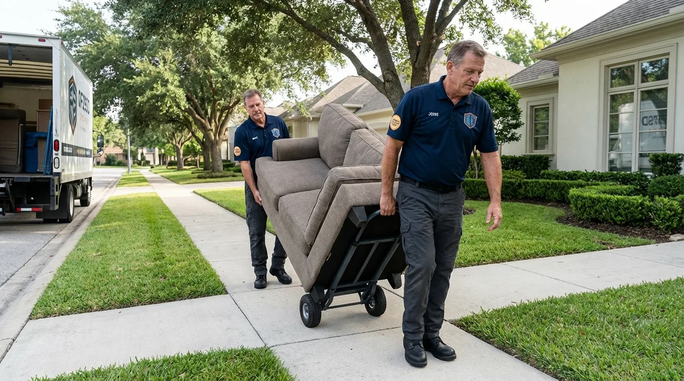 Local residential moving crew loading furniture in Lakemore, OH